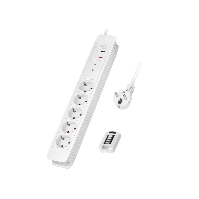 LogiLink LPS402 multiprise 1,5 m 5 sortie(s) CA Intérieure Blanc