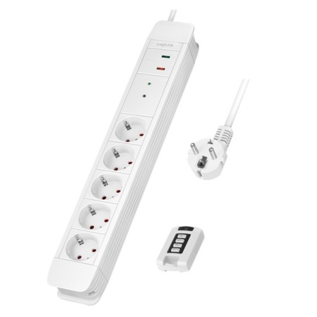 LogiLink LPS402 base múltiple 1,5 m 5 salidas AC Interior Blanco