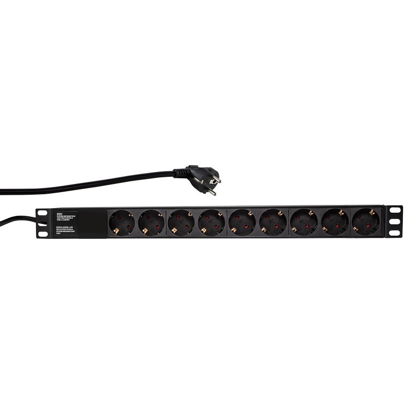 LogiLink PDU9C03 limitador de tensión Negro 9 salidas AC 230 V 2 m