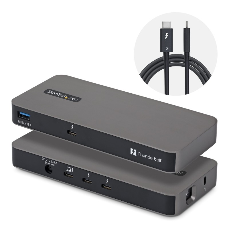 StarTech.com Hub Thunderbolt 5 a 4 Porte con KVM Thunderbolt Share, 80 120Gbps, Multi-Monitor 8K, PD 140W, USB-A 10Gbps, TB4  