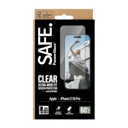 PanzerGlass SAFE. by ® Screen Protector w. Black Frame iPhone 17 | 16 Pro | Ultra-Wide Fit w. EasyAligner Pellicola