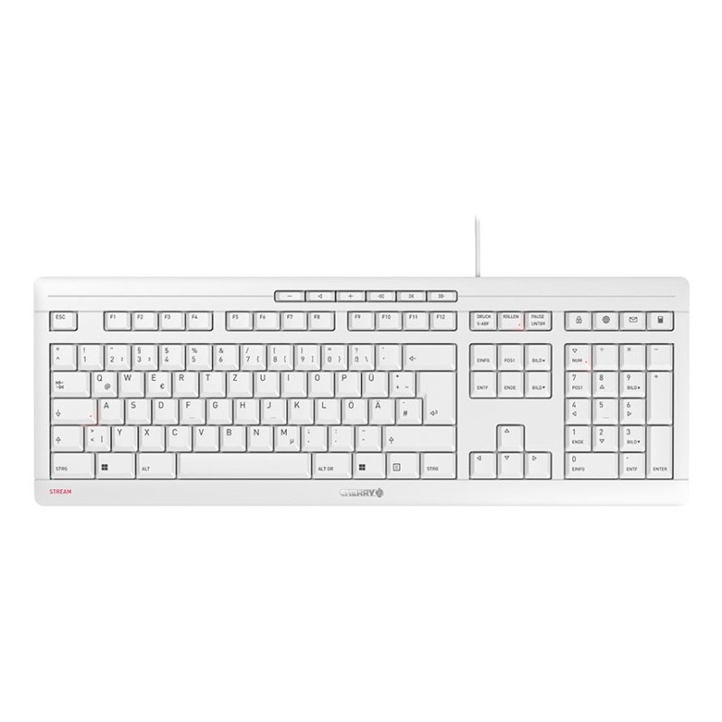 CHERRY STREAM KEYBOARD, Kabelgebundene Tastatur, hellgrau, USB (QWERTZ - DE)