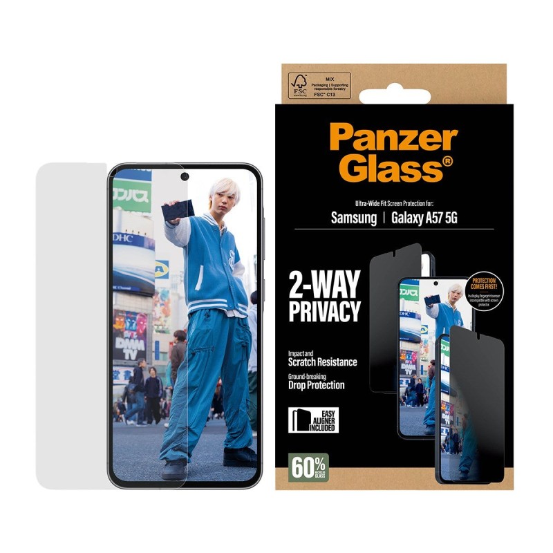 PanzerGlass Privacy Screen Protector UWF - Clear - Samsung Galaxy A57 5G Protector de pantalla