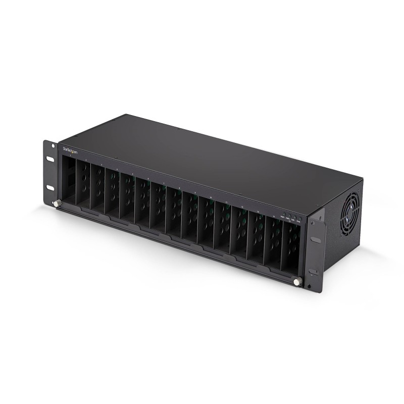 StarTech.com Caja de 15 Ranuras para Conversores de Medios Serie MCM para Rack de 19" - Chasis para Conversores de Medios - sin