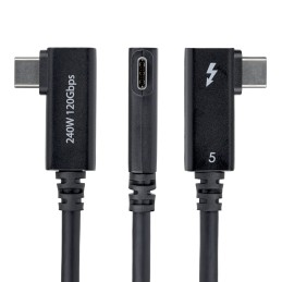 StarTech.com Cable Thunderbolt 5 Acodado a la Derecha 80cm - 80Gbps 120Gbps - 8K60 - PD240W - Cable Thunderbolt Certificado en
