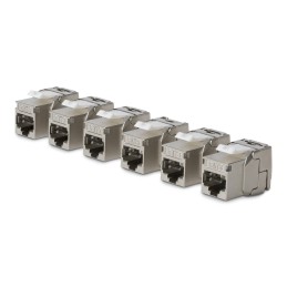 StarTech.com Paquete de 6 Conectores Keystone Cat8 RJ45 STP Ethernet - Jacks Keystone de Pared - 180 Grados - sin Herramientas