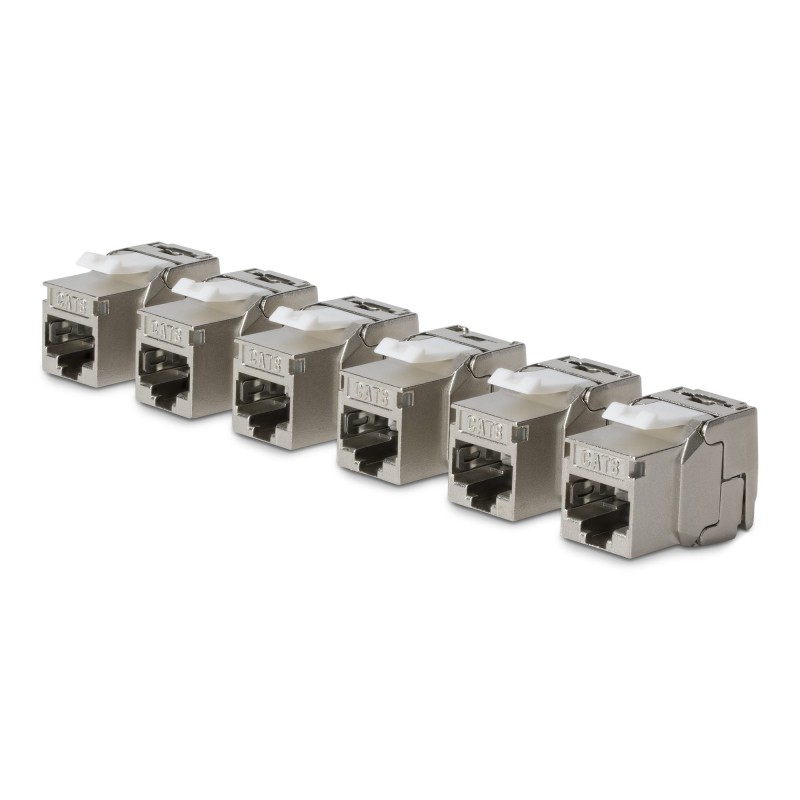 StarTech.com Jack Keystone Cat8, Lot de 6 Prises Ethernet RJ45 Keystone, Prise Murale STP Cat8, 180 Degrés Sans Outil