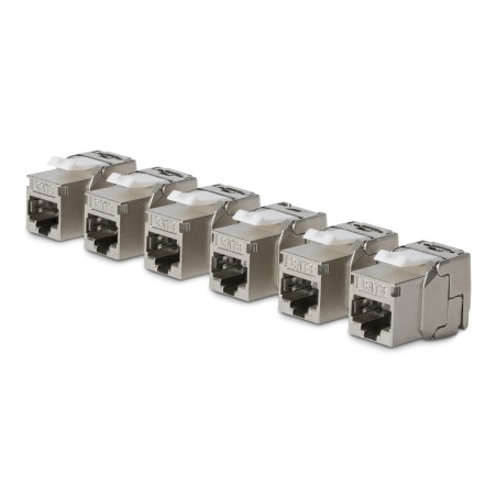 StarTech.com Paquete de 6 Conectores Keystone Cat8 RJ45 STP Ethernet - Jacks Keystone de Pared - 180 Grados - sin Herramientas