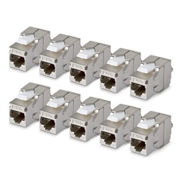 StarTech.com Paquete de 10 Conectores Keystone Cat6a RJ45 STP Ethernet Blindados - Jacks Keystone de Pared - 180 Grados - sin