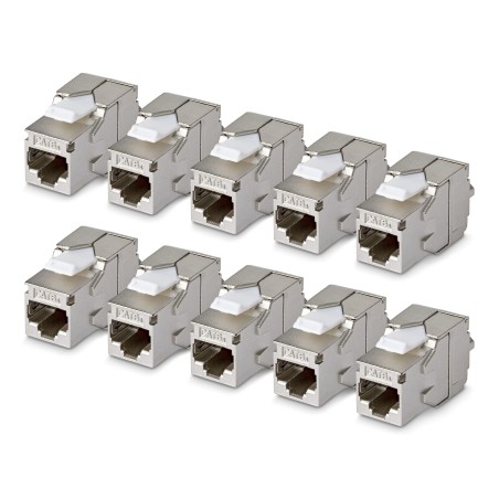 StarTech.com Paquete de 10 Conectores Keystone Cat6a RJ45 STP Ethernet Blindados - Jacks Keystone de Pared - 180 Grados - sin