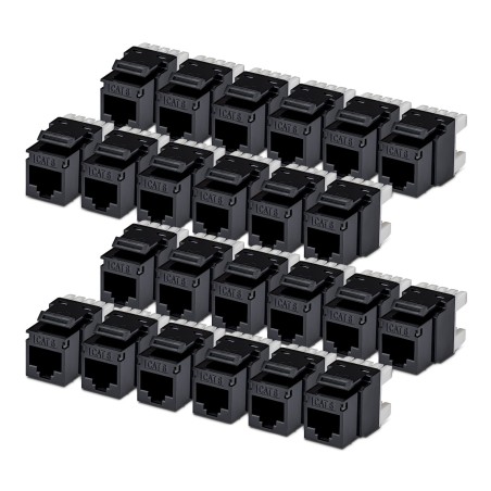 StarTech.com Paquete de 24 Conectores Keystone Cat6 RJ45 UTP Ethernet - Jack de Pared - 180 Grados de Empujar Tipo 110 - Negro