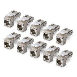 StarTech.com Paquete de 10 Conectores Keystone Cat6a RJ45 STP Ethernet Blindados - Jacks Keystone de Pared - 90 Grados - sin