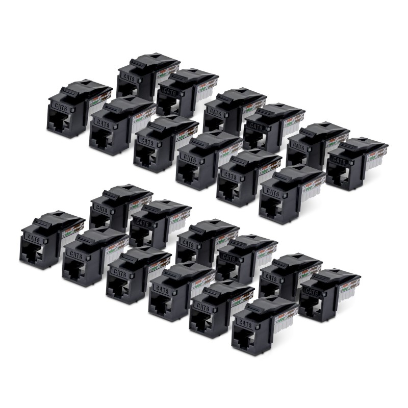 StarTech.com Paquete de 24 Conectores Keystone Cat6 RJ45 UTP Ethernet - Jack de Pared - 90 Grados de Empujar Tipo 110 - Negro