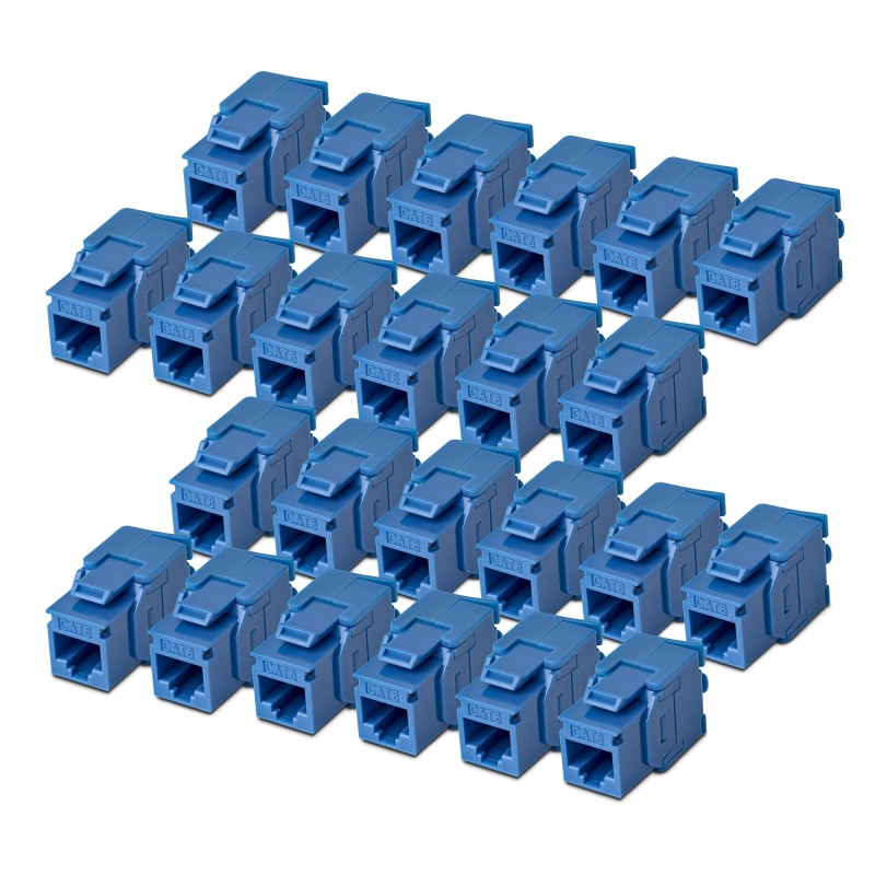 StarTech.com Cat6 Keystone Jack Modul, 24er-Pack RJ45 Ethernet Keystone Buchse, UTP Cat6 Wandbuchse, 180 Grad, werkzeuglos, Blau