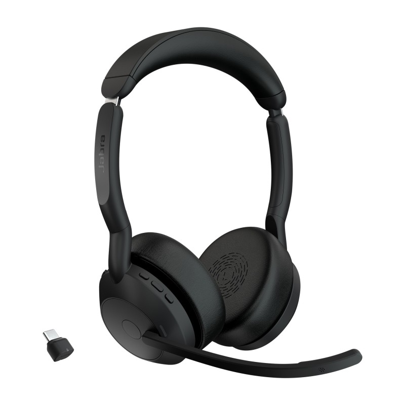 Jabra Evolve2 55 Headset Wireless Head-band Office Call center USB Type-C Bluetooth Charging stand
