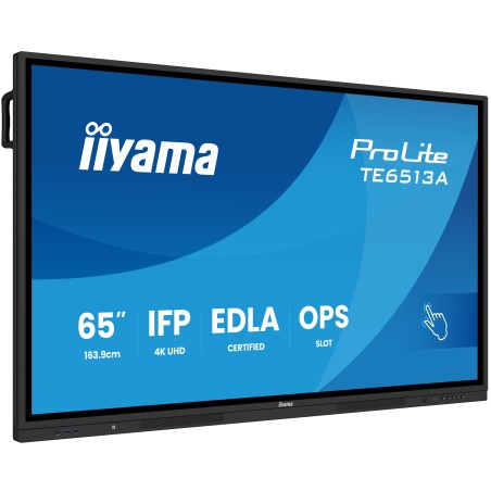 iiyama TE6513A-B2AG signage display Interactive flat panel 64.5" Wi-Fi 500 cd m² 4K Ultra HD Black Touchscreen Built-in