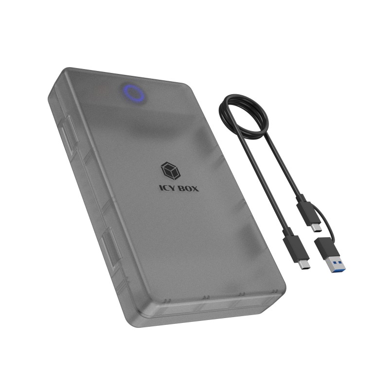 ICY BOX Spade Base 388 Carcasa de disco duro SSD Negro, Transparente 2.5 3.5"