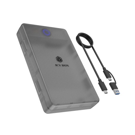 ICY BOX Spade Base 388 Boîtier disque dur SSD Noir, Transparent 2.5 3.5"