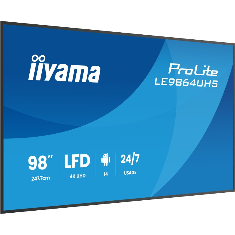 iiyama LE9864UHS-B1AG visualizzatore di messaggi Pannello piatto per segnaletica digitale 2,49 m (98") Wi-Fi 500 cd m² 4K Ultra