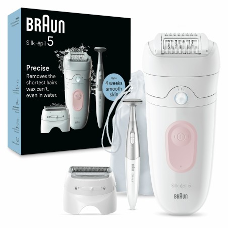 Braun Silk-épil 5 5-230, Epilatore Elettrico Donna, Per Una Epilazione Semplice, Bianco Rosa