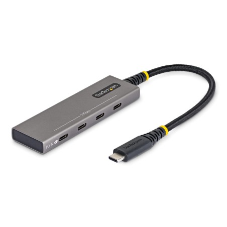 StarTech.com Hub USB-C 4 porte 10Gbps, Ricarica Power Delivery 100W, 4x USB-C, Protezione sovracorrente, Alluminio PCR, per