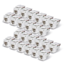 StarTech.com Paquete de 24 Conectores Keystone Cat6 RJ45 UTP Ethernet - Jack de Pared - 90 Grados de Empujar Tipo 110 - Blanco