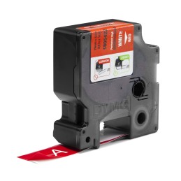 DYMO Rhino-Industrie-Vinyletiketten | 19 mm x 5,5 m | weiß auf rot | selbstklebendes Schriftband | für Rhino und LabelManager