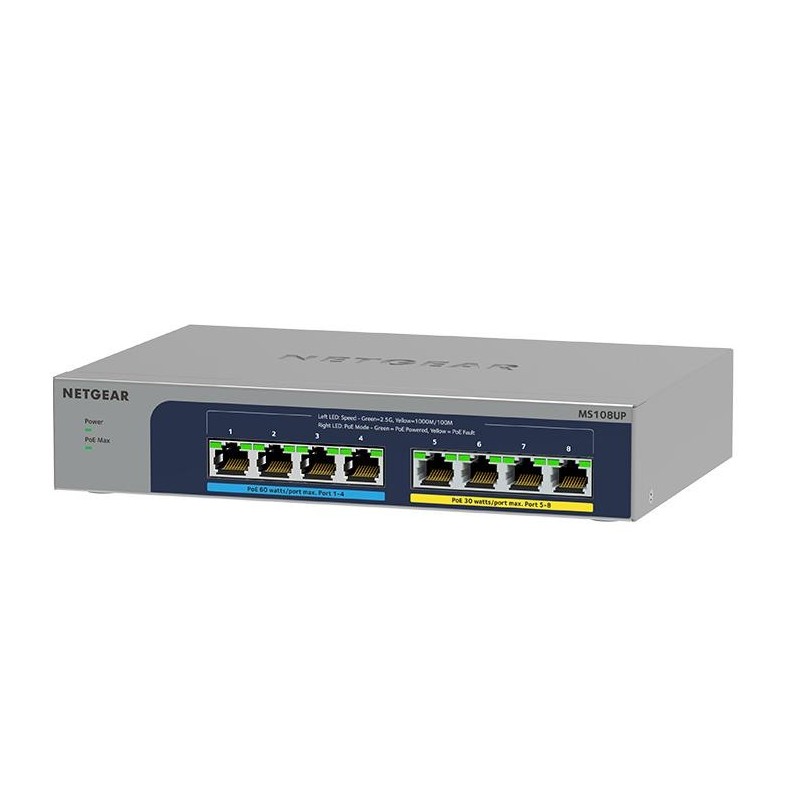 NETGEAR MS108UP Unmanaged 2.5G Ethernet (100 1000 2500) Power over Ethernet (PoE)