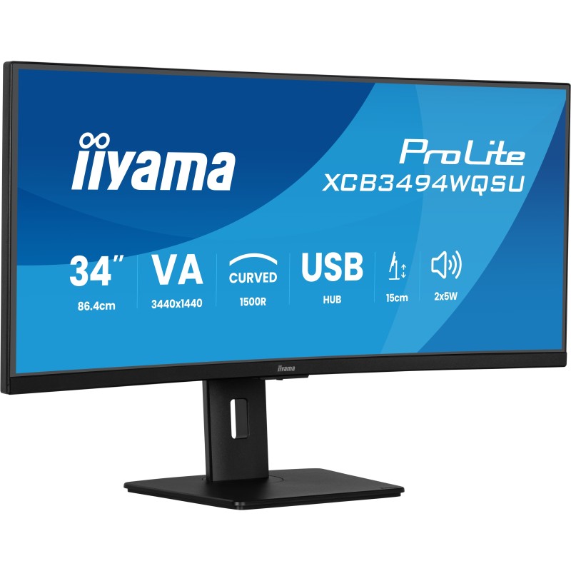 iiyama ProLite XCB3494WQSU-B1 Monitor PC 86,4 cm (34") 3440 x 1440 Pixel UltraWide Quad HD LED Nero