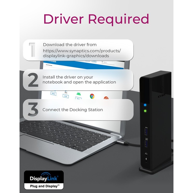 ICY BOX IB-DK2251AC Wired USB 3.2 Gen 2 (3.1 Gen 2) Type-A Black
