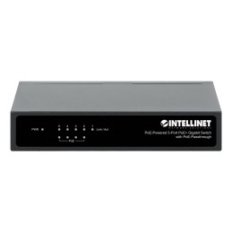 Intellinet 5-Port PoE+ Gigabit Switch mit PoE-Passthrough, 4 x PSE PoE-Ports, 1 x PD PoE-Port, IEEE 802.3at af