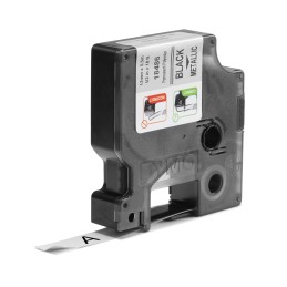 DYMO Rhino etichette industriali in poliestere permanente | 12 mm x 5,5 m | nero su metallizzato