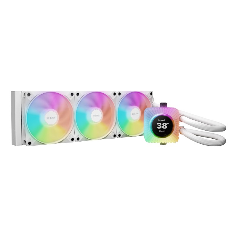 be quiet! Light Loop IO LCD 360 mm | Système de refroidissement liquide tout-en-un, 360 mm, blanc, écran IPS, socket Intel et
