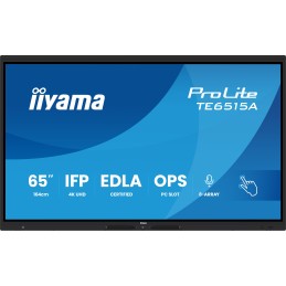 iiyama TE6515A-B2AG signage display Kiosk design 64.5" Wi-Fi 550 cd m² 4K Ultra HD Black Touchscreen Built-in processor Android