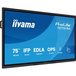 iiyama TE7515A-B1AG visualizzatore di messaggi Pannello piatto interattivo 190,5 cm (75") Wi-Fi 550 cd m² 4K Ultra HD Nero