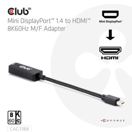 CLUB3D CAC-1188 video cable adapter 3.54" (0.0900 m) Mini DisplayPort HDMI Black
