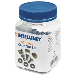 Intellinet Jeu d’écrous cage M6 (50 pcs) avec vis et rondelles, pour armoires et racks 19", pot plastique, garantie à vie