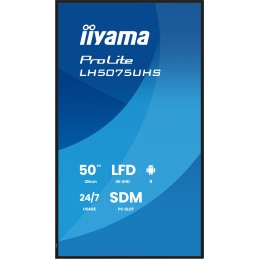 iiyama LH5075UHS-B2AG signage display Digital signage flat panel 49.5" LCD Wi-Fi 500 cd m² 4K Ultra HD Black Built-in processor