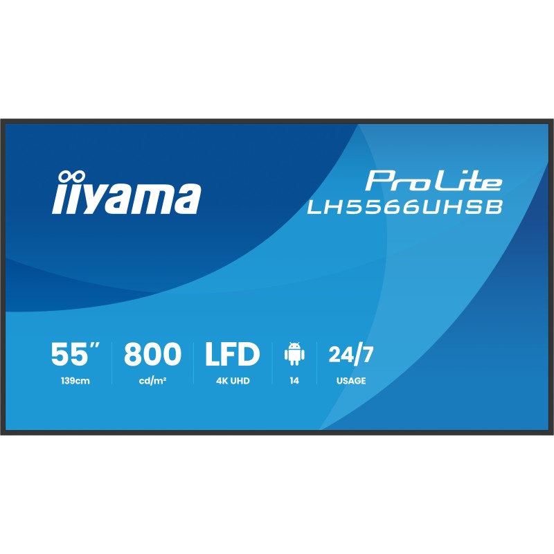 iiyama LH5566UHSB-B1AG visualizzatore di messaggi Pannello piatto per segnaletica digitale 139,7 cm (55") LCD Wi-Fi 800 cd m²
