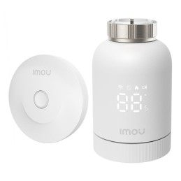 Imou TRV1 Kit. Comprende hub ZG2-EU e valvola TRV1 con 6 adattatori di montaggio, rilevamento finestra aperta, protezione