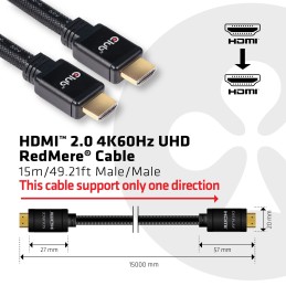 CLUB3D HDMI 2.0 4K60Hz UHD RedMere Kabel 15 meter