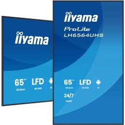 iiyama LH6564UHS-B1AG signage display Digital signage flat panel 65" Wi-Fi 500 cd m² 4K Ultra HD Black Built-in processor