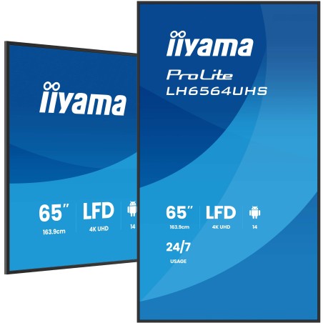iiyama LH6564UHS-B1AG Écran d'affichage dynamique Écran plat de signalisation numérique 165,1 cm (65") Wifi 500 cd m² 4K Ultra