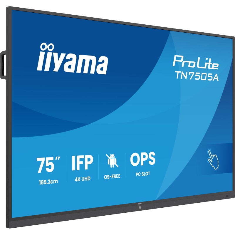 iiyama TN7505A-B1AG signage display Interactive flat panel 74.52" 500 cd m² 4K Ultra HD Black Touchscreen