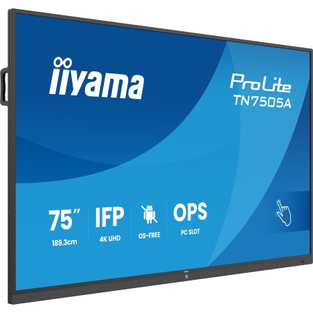 iiyama TN7505A-B1AG signage display Interactive flat panel 74.52" 500 cd m² 4K Ultra HD Black Touchscreen