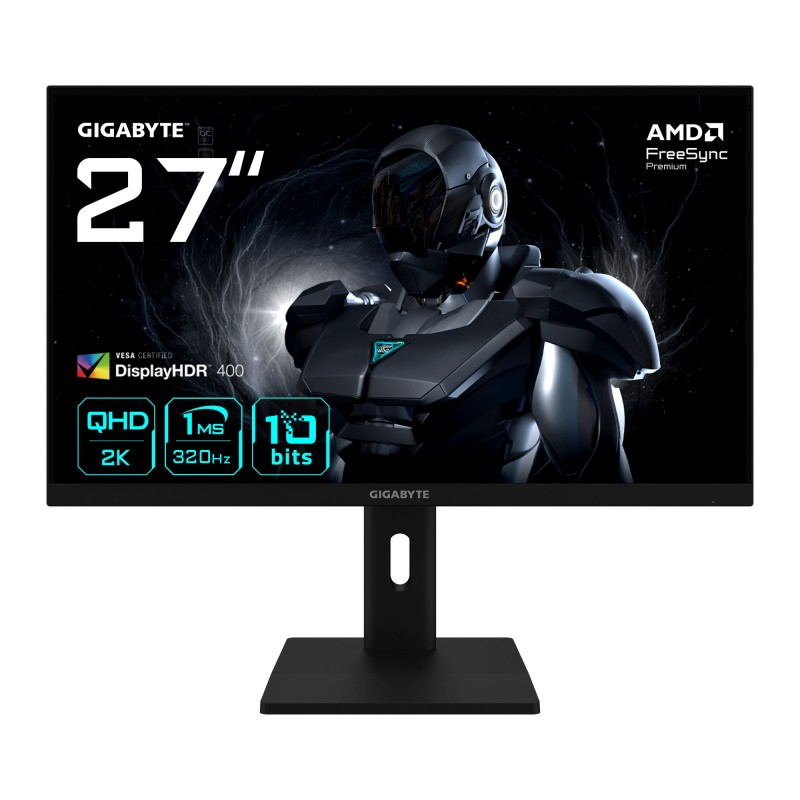 GIGABYTE G27Q3 Monitor Gaming 27” 2K QHD - 2560 x 1440, 320Hz, 1ms, 350 cd m², FreeSync Premium, Display HDR400, HDMI 2.0,