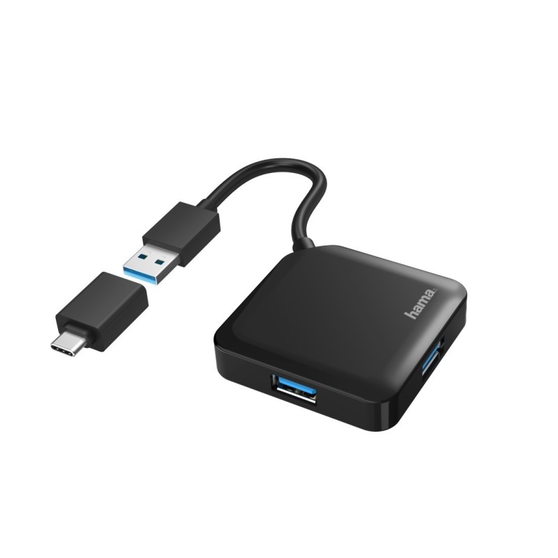 Hama 00200116 interface hub USB 3.2 Gen 1 (3.1 Gen 1) Type-A + Type-C 5000 Mbit s Black