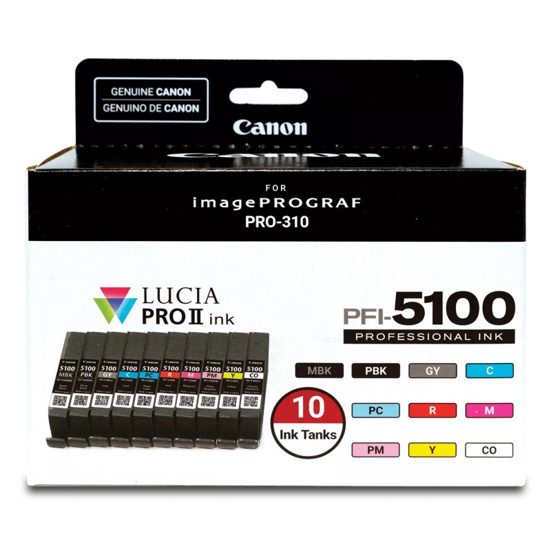 Canon PFI-5100 Multipack cartucho de tinta 10 pieza(s) Original Rendimiento estándar Cian, Negro mate, Negro