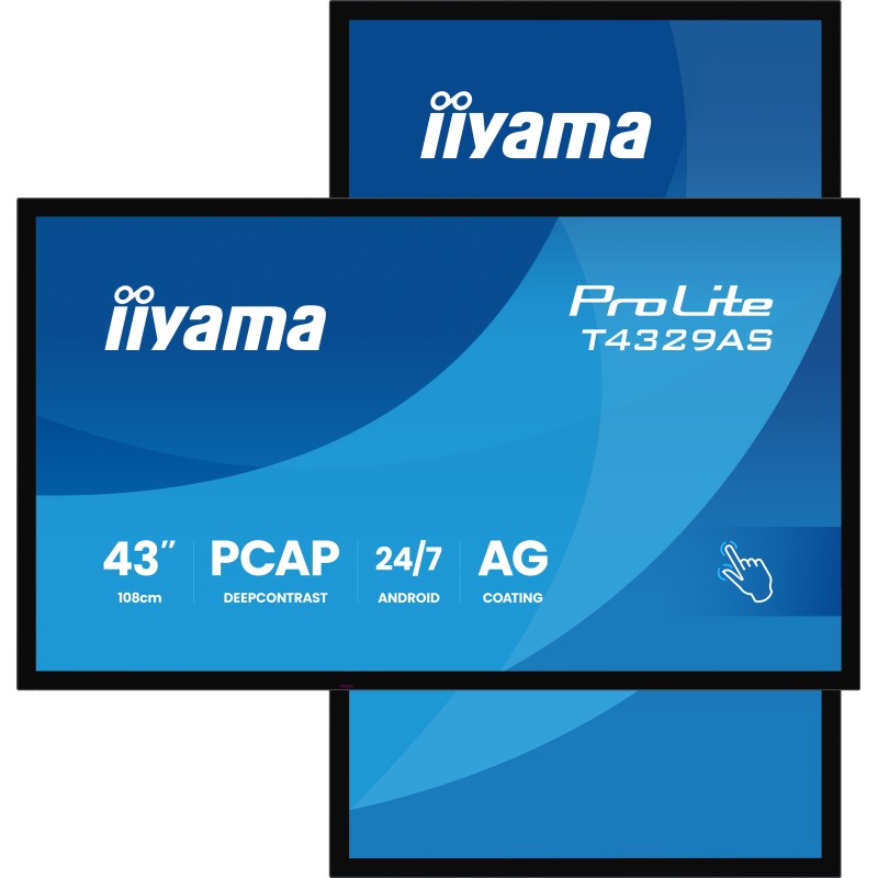 iiyama T4329AS-B1AG pantalla para PC 108 cm (42.5") 3840 x 2160 Pixeles 4K Ultra HD LED Pantalla táctil Negro