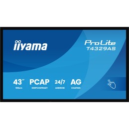 iiyama T4329AS-B1AG pantalla para PC 108 cm (42.5") 3840 x 2160 Pixeles 4K Ultra HD LED Pantalla táctil Negro
